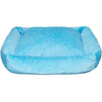Лежанка прямоугольная мех однотон с подушкой холофайбер Небесно Голубой 65*50*18см/DONBARON