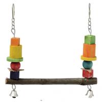 Игрушка для птиц качели деревянные с колокольчиками