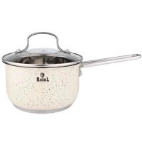 Ковш 2л нерж. сталь крышка стекло кремовый гранит R-10/109в /8шт/Маруся