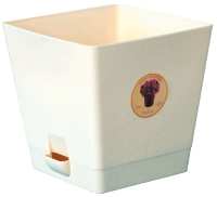 Кашпо Азалия 1л квадратное с прикрепленным поддоном светло-бежевый