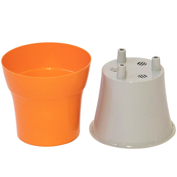 Кашпо Дали 1,2л персиковый с серой вставкой /36шт/ЭД