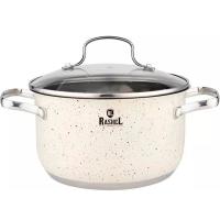 Кастрюля 1,9л нерж. сталь крышка стекло кремовый гранит R-109в /8шт/ Маруся 