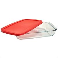 Форма д/запекания 1,5л Забава стекло прямоугольной формы с пластик. крышкой/12шт/РК-0047/2/