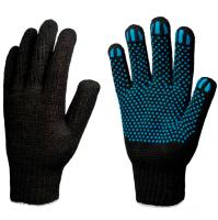 П234368 Перчатки хб средние с ПВХ 10 класс 5 нитей с точкой черные 10.5 /10шт/ АПИ