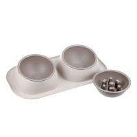 Миска двойная пластик ТВИКС МАКСИ д/кошек и собак 2*450мл капучино+подарок(миска) /М1813/М-пластика