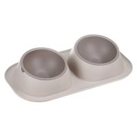 Миска двойная пластик ТВИКС МИНИ д/кошек и собак 2*200мл капучино /М1812/М-пластика
