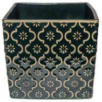 Кашпо Vintage 14*14; h13см зеленый квадрат 071608 