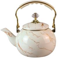 Чайник 2,5л эмаль с нерж. сталь ручкой индукц. дно инд. упак. кремовый мрамор R-2425 /12шт/ Маруся  
