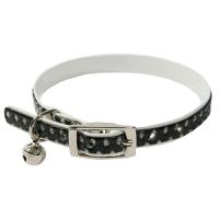 Ошейник синтетик 10мм двойной с блестками и бубенчиком черный 28см/00210115-07