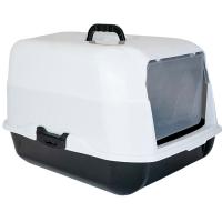 Туалет бокс д/кошек ZooM закрытый с дверцей 50*37*h34см черный низ/белый верх/2933/Дарэлл