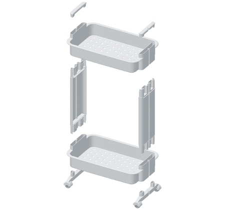 Стойка на колёсах 2 секции 39*23*17см широкая белый М2732 /6шт/М-пласт
